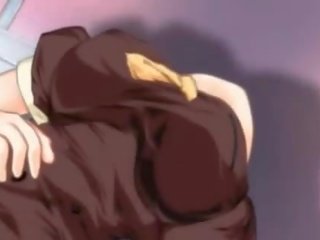 Biru berambut anime dewi seks / persetubuhan johnson mendapat yang air mani pada muka /facial