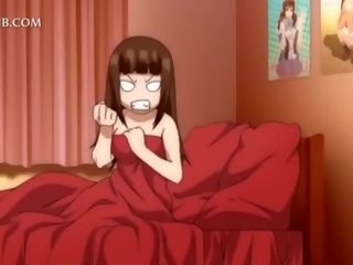 3d hentai dama consigue coño follada bajo la falda en cama